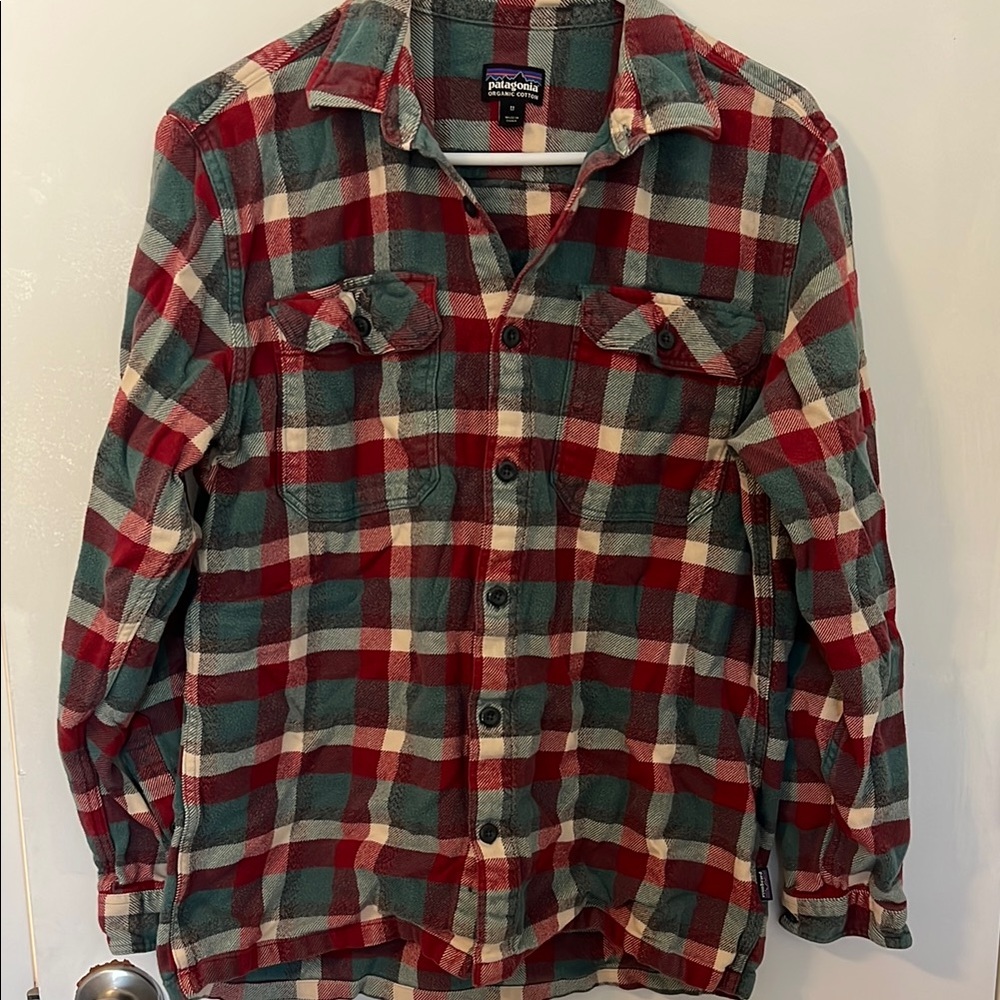 Patagonia Red and Blue Casual Button Down Shirt